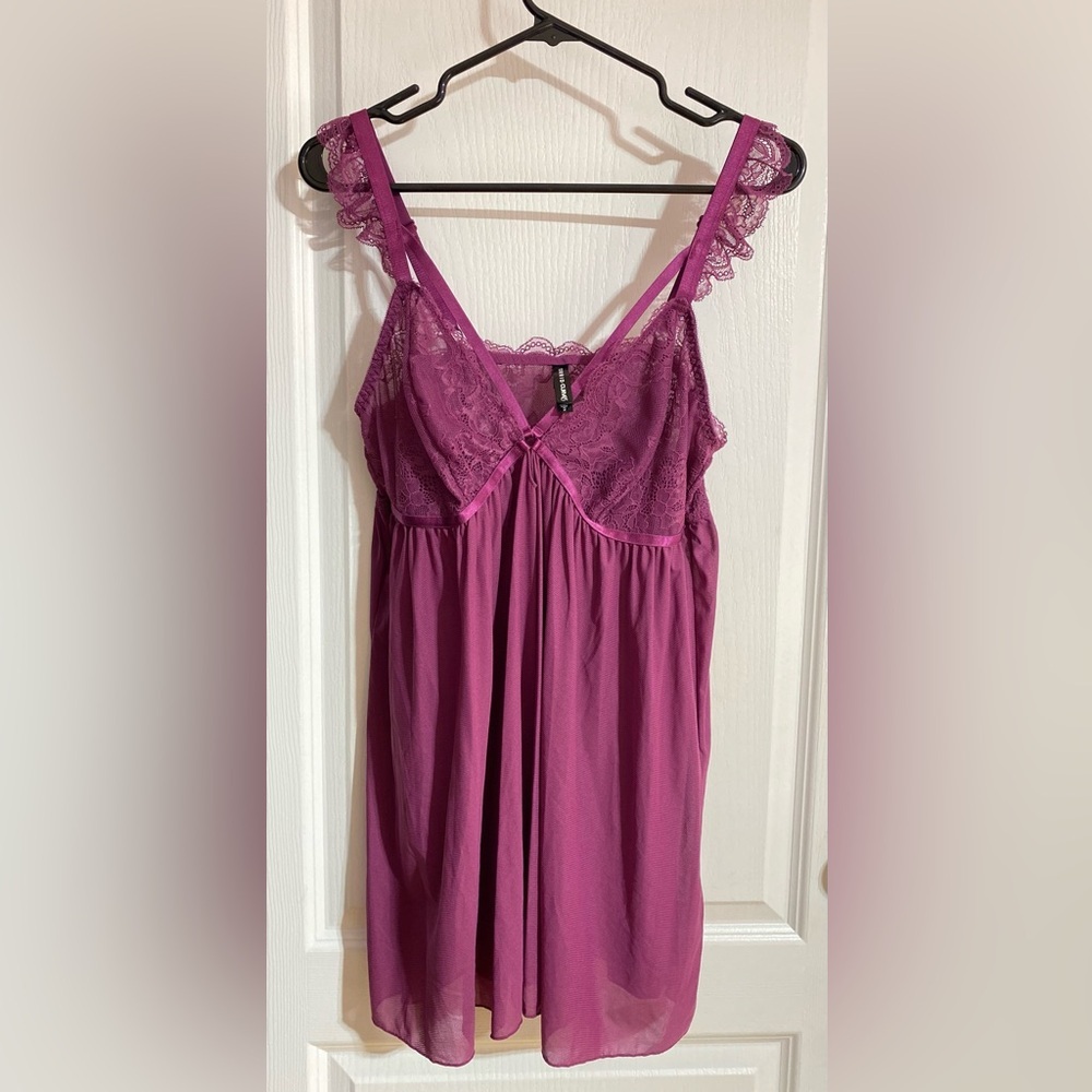 Torrid Curve Lace Strapy Sheer No Wire Purple Babydoll Sexy Lingerie Size 2X